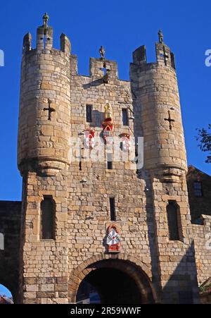 The Micklegate Bar York - altes mittelalterliches historisches Tor, North Yorkshire, England, Großbritannien, YO1 6JX Stockfoto