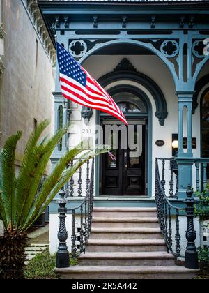 Historisches Gebäude in Savannah, Georgia, 24. Februar 2023. Stockfoto
