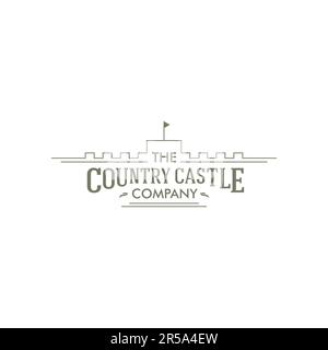 Country Castle Logo. Vintage-Emblem-Design Stock Vektor