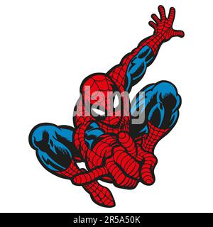 Superheld Spiderman Logo. Vektordarstellung isoliert auf weißem Hintergrund Stock Vektor