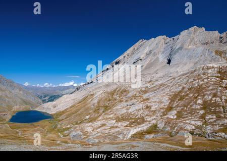 Foreant Lake (2618 m) auf dem Wanderweg GR58 Tour du Queyras, Queyras Natural Regional Park, Abries, Hautes-Alpes (05), Frankreich Stockfoto