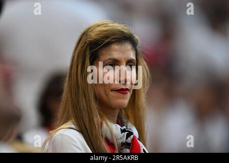 Budapest, Ungarn. 31. Mai 2023. Fans in Aktion beim Finale der UEFA 2023 Europa League zwischen dem FC Sevilla und AS Roma, Puskas Arena, Budapest, Ungarn, Mai 31., 2023 Uhr – Bild ist für die Presse; Foto von ATP STANLEY Anthony (STANLEY Anthony/ATP/SPP) Kredit: SPP Sport Press Photo. Alamy Live News Stockfoto