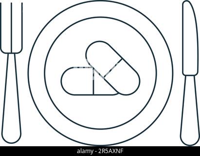 Symbol für Nahrungsergänzungsmittel. Monochromes einfaches Schild aus der Apotheke-Sammlung. Symbol für Nahrungsergänzungsmittel für Logo, Vorlagen, Webdesign und Infografiken. Stock Vektor