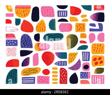 Farbenfrohe, trendige, abstrakte geometrische Form. Moderne Zeichnungen. Stock Vektor