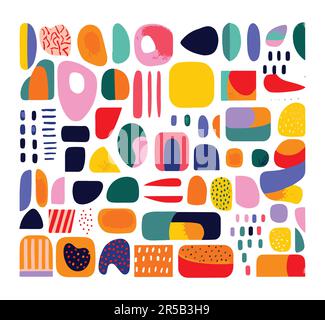 Farbenfrohe, trendige, abstrakte geometrische Form. Moderne Zeichnungen. Stock Vektor
