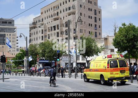 Blick auf die Jaffa Road Stockfoto