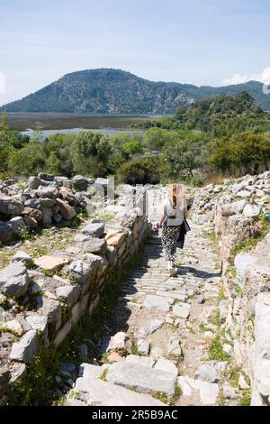 Kaunos (antike Ruinen, Felsengräber), Dalyan, Provinz Muğla, Türkei, April 2023 Stockfoto