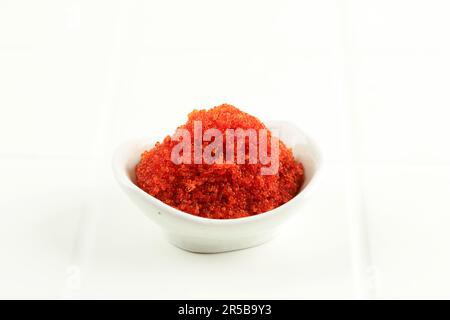 Orange Tobiko, Japanischer Fliegender Fischkaviar, Fischrogen Stockfoto