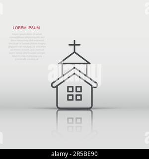 Kirche Symbol im flachen Stil. Kapelle Vector Illustration auf weißem Hintergrund isoliert. Religiöse Gebäude Geschäftskonzept. Stock Vektor