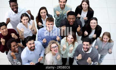 Top-View-Gruppe erfolgreicher Geschäftsleute Stockfoto