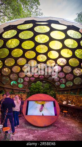 Der Garten der Royal Entomological Society, entworfen von Tom Massey auf der Chelsea Flower Show in London, Großbritannien. Stockfoto