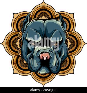 vektordarstellung des Hundekopfes mit dekorativen Verzierungen und Doodle-Elementen. Stock Vektor
