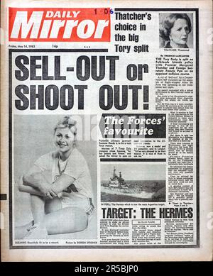 1982 klassische und historische Tageszeitung Daily Mirror, englische Tageszeitung auf der Titelseite. England Großbritannien Stockfoto