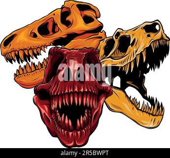 vektordarstellung von Dinosaurierschädeln Stock Vektor