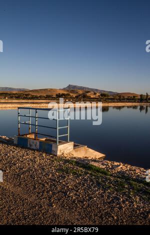 Abwasseraufbereitungsanlage des ONEE (Staatliches Büro für Wasser und Elektrizität) in Taourirt, Marokko Stockfoto