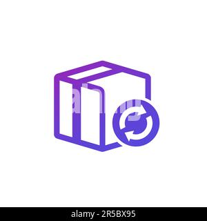 Symbol für Paketrücksendung mit einem Karton Stock Vektor