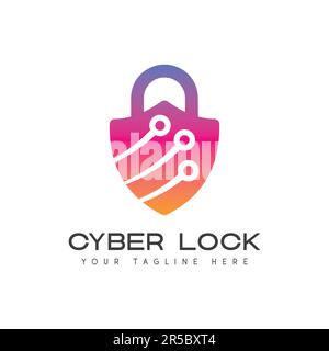 Cyber Security Lock Logo Design IT Tech Logo Stock Vektor