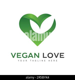 Vegan Love Logo Design Abstraktes Blatt Pflanzen Logo Stock Vektor
