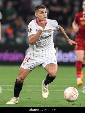 Budapest, Ungarn. 31. Mai 2023. Puskas Arena, 30.05.23 Erik Lamela (17 Sevilla) während des Finales der UEFA Europa League 2023 zwischen Sevilla und Roma in der Puskas Arena in Budapest, Ungarn Fußball (Cristiano Mazzi/SPP) Kredit: SPP Sport Press Photo. Alamy Live News Stockfoto