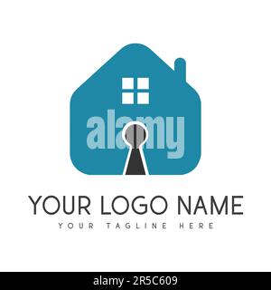 Modern House Logo Design Immobilien Logo Luxus Vintage Real Estate Keys Home Schlüsselloch Logo Stock Vektor