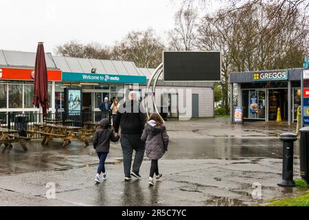 Moto Southwaite Services auf der Autobahn M6 in nördlicher Richtung bei Carlisle. Stockfoto