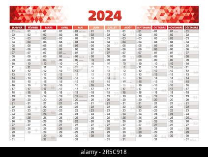 2024 thema des französischen Front-Jahreskalenders Stockfoto