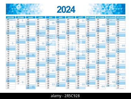 2024 thema des französischen Front-Jahreskalenders Stockfoto