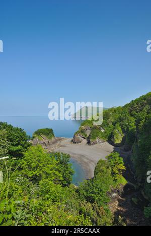 Der spektakuläre Broadsands-Strand an der Küste von Nord-Devon zwischen Ilfracombe und Combe Martin. Devon, Großbritannien Stockfoto