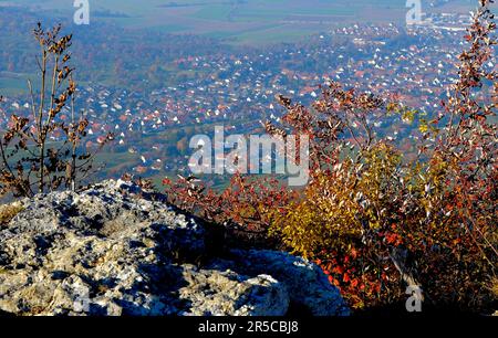 Landschaft : Schwäbische Alb bei Bissingen a. T. Blick von Breitenstein, Nebellandschaft Stockfoto