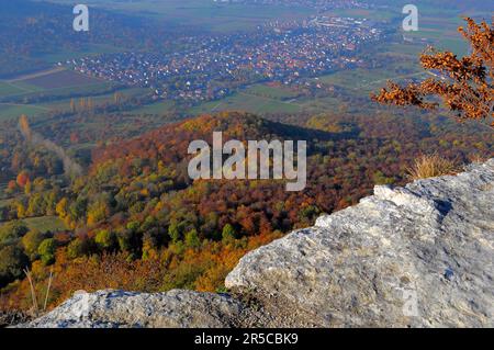 Landschaft : Schwäbische Alb bei Bissingen a. T. Blick von Breitenstein, Nebellandschaft Stockfoto