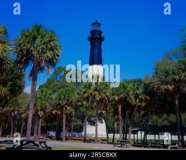 USA, South Carolina, Hunting Island, Hunting Island Lighthouse (1875), Lighthouse, Hunting Island Lighthouse Beaufort, 1 North Beach Road, Fripp Stockfoto