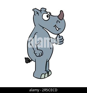 Cartoon Rhino mit Daumen hoch, niedliche Tiere Comic Stil, Vektor, Abbildung Stockfoto