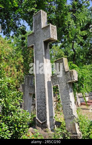 Kreuz, Palast und Kirche des Patriarchen, Patriarchalkirche, Rumänisch-orthodoxe Kirche, Kirche, Bukarest, Rumänien, Rumänisch-Orthodox Stockfoto