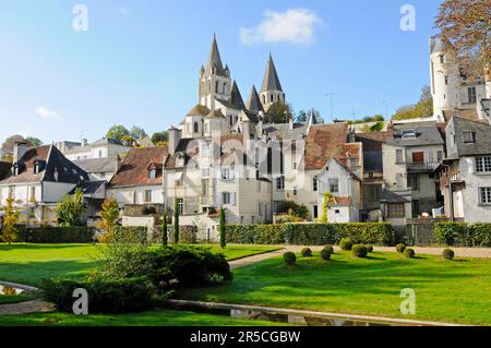 Chateau de Loches, Schloss, Kirche Saint-Ours, Logis Royal, Royal Logis, Residence, Castle Hill, Loches, Tours, Indre-et-Loire Department, Mitte Stockfoto