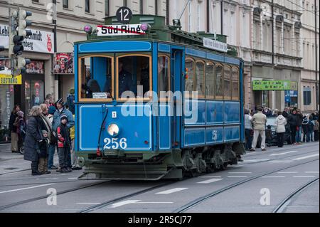 Historische Straßenbahn, München, Bayern, Deutschland Stockfoto