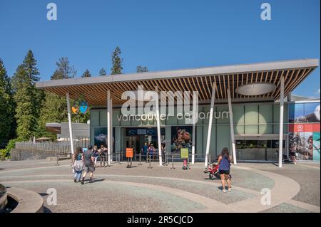 Vancouver, British Columbia - 26. Mai 2023: Außerhalb der beliebten Vancouver Aquarium Attraktion. Stockfoto