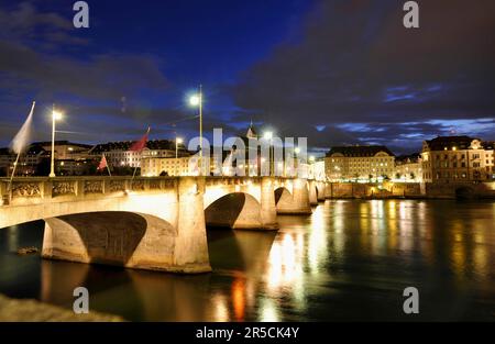 Mittlere Bruecke, Rhein, Basel, Schweiz Stockfoto