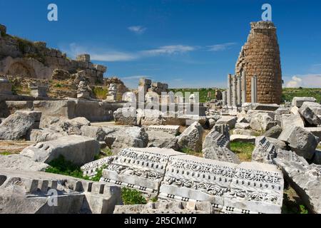 Ausgrabungen von Perge, Antalya, türkische Riviera, Türkei Stockfoto