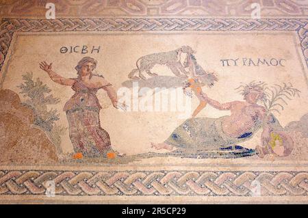 Mosaiken im Haus des Dionysos an der Ausgrabungsstätte von Pafos, Paphos, Südzypern Stockfoto