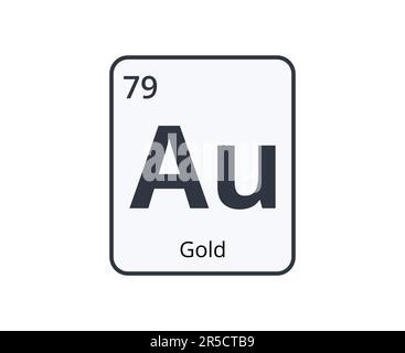 Gold Chemical Element Graphic für wissenschaftliche Designs. Stock Vektor