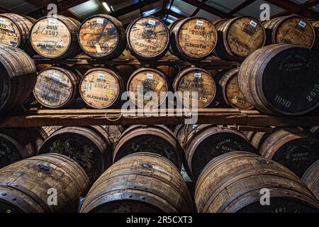 Cask Warehouse, Glengoyne Distillery - Dumgoyne, Stirlingshire, Schottland, Großbritannien Stockfoto