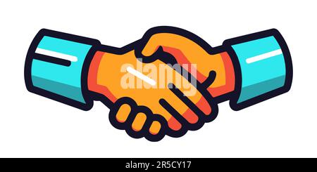 Süße Ikone mit Handschlag. Handshake-Symbol in flacher Ausführung. Vektordarstellung Stock Vektor