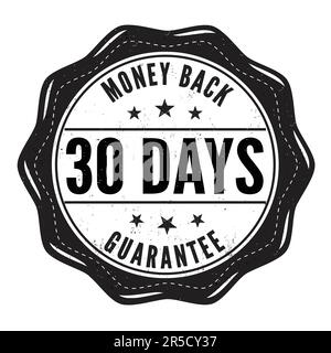 Geld zurück 30 Tage Grunge-Gummistempel auf weißem Hintergrund, Vektorgrafik Stock Vektor