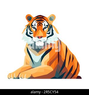 Süßer Tiger isoliert. Wunderschönes Bild eines Tigers. Tiger im flachen Stil. Vektordarstellung Stock Vektor