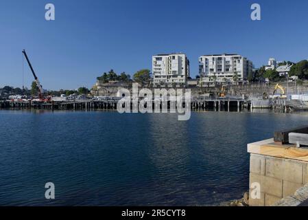 Der neue Vorort Jackson's Landing in Pyrmont, Sydney, NSW, Australien. Das Wohnviertel liegt neben der Anzac Bridge, Johnston's Bay und Glebe Island. Stockfoto