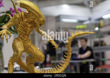 Muster von Produkten Nahaufnahme Workshop 3D-Druck. Technologie und Industrie Stockfoto