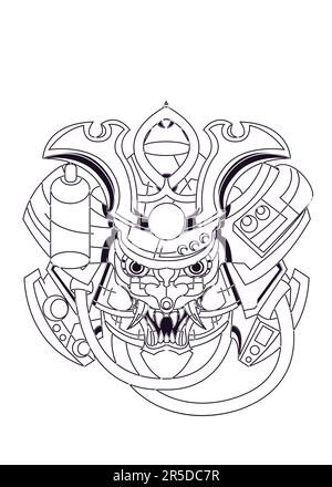 Ein Samurai-Kopf, der sich als Geburtstagsgeschenk, Plakat oder Gemeinde eignet, die die japanische Kultur liebt. Alte Japaner. Bringen Sie einzigartigen Stil in Ihren Raum Stock Vektor