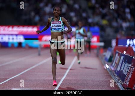 Florenz, Italien, Italien. 2. Juni 2023. SEMBO ALMAYEW von Äthiopien während der Frauen-3000-Steeplechase auf der Golden Gala Pietro Mennea, Teil der Diamond League-Reihe im Ridolfi-Stadion am 02. Juni 2023 in Florenz, Italien (Kreditbild: © Giuseppe Fama/Pacific Press via ZUMA Press Wire) NUR REDAKTIONELLE VERWENDUNG! Nicht für den kommerziellen GEBRAUCH! Kredit: ZUMA Press, Inc./Alamy Live News Stockfoto