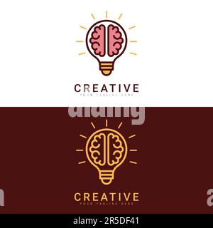 Creative Idea Logo Design Bulb Thinking Brain Logo Stock Vektor