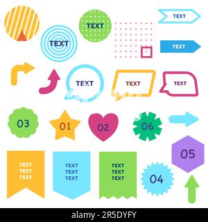 Textvorlage dialog Sprechblase Konversation und Text Formen farbenfrohe Typografie Konzept Stil Stock Vektor